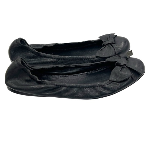 Miu Miu Black Leather Ballet Flats With Leather Bow Detail Size 39.5 / 9 US - Picture 7 of 13